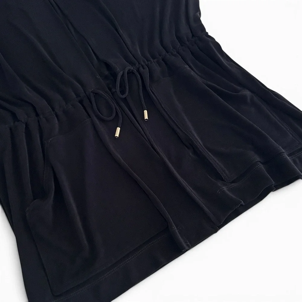 Chico's Travelers Women's XL Black Size 3 Open Front Drawstring Cardigan NWOT